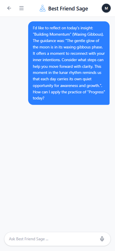 Sage Reflective AI Conversations screen
