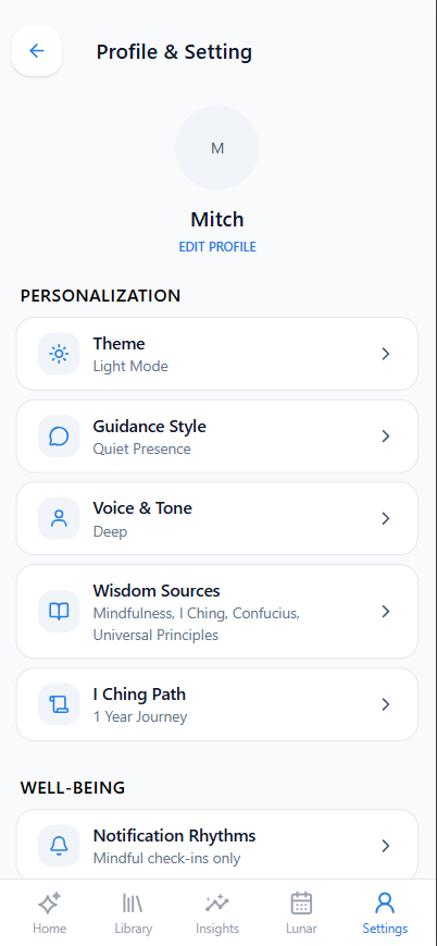 Sage Personalised Wisdom Sources screen